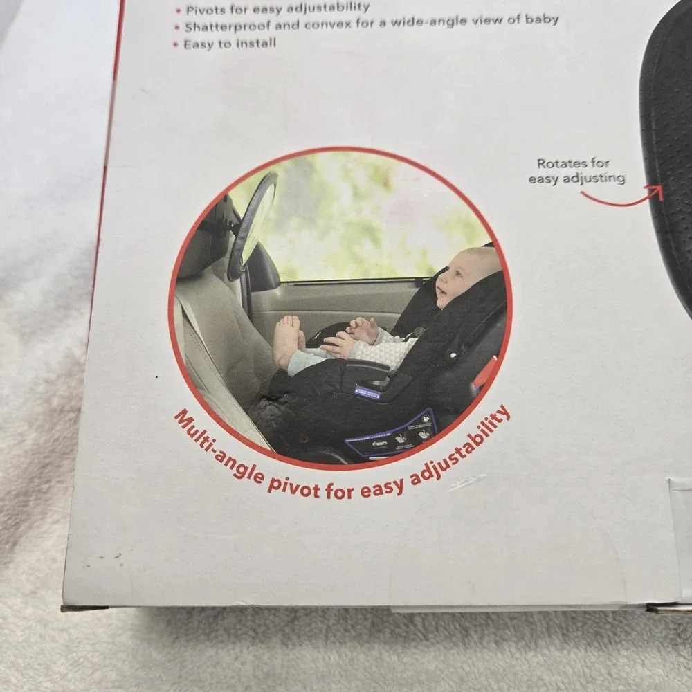 Skip Hop Backseat Mirror, For Rear-facing Car Seat, Black Faux Leather Trim, NIB
